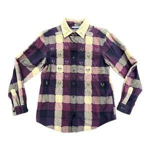 Womens Embroidered Floral print purple Nectar Long Sleeve Shirt Size Medium